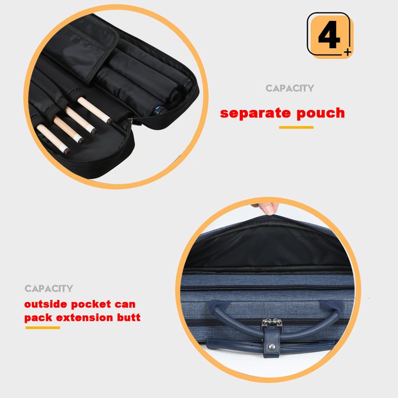 Wholesale 3B 4S Snooker & Billiard Cue Case Pool Cue Stick Carrying Bag with Stick Holder 1/2 Cue Stick