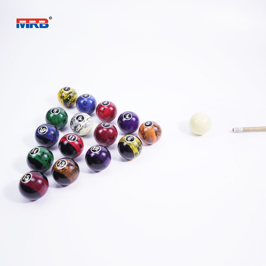 made in china custom billiard balls 2-1/4 inch Black Swirl Complete Billiards & Pool Balls Set
