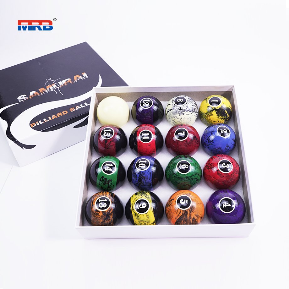 made in china custom billiard balls 2-1/4 inch Black Swirl Complete Billiards & Pool Balls Set