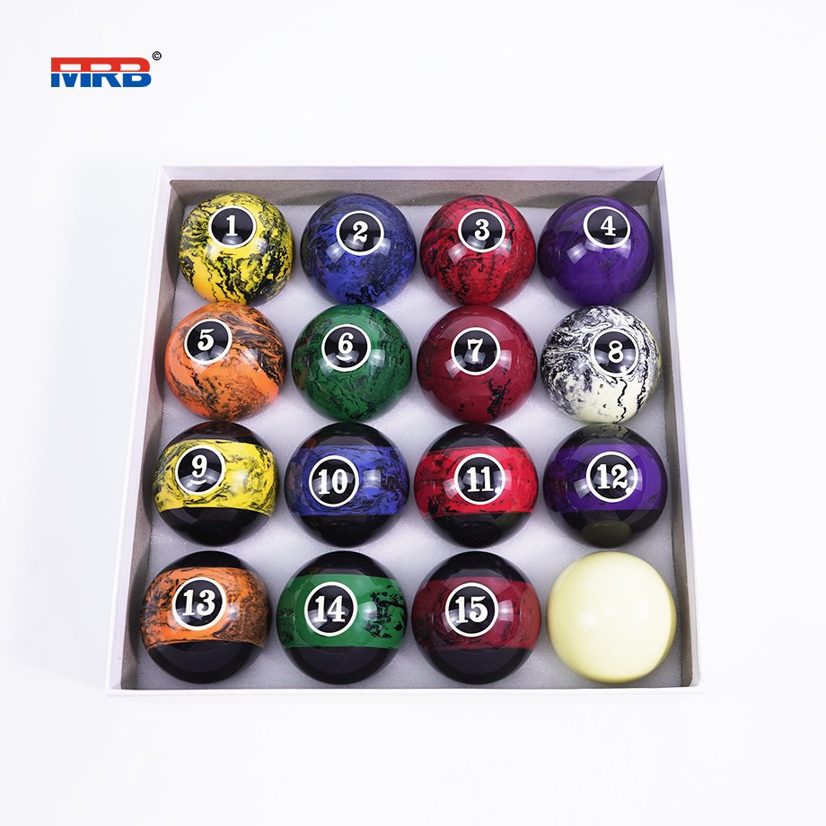 made in china custom billiard balls 2-1/4 inch Black Swirl Complete Billiards & Pool Balls Set