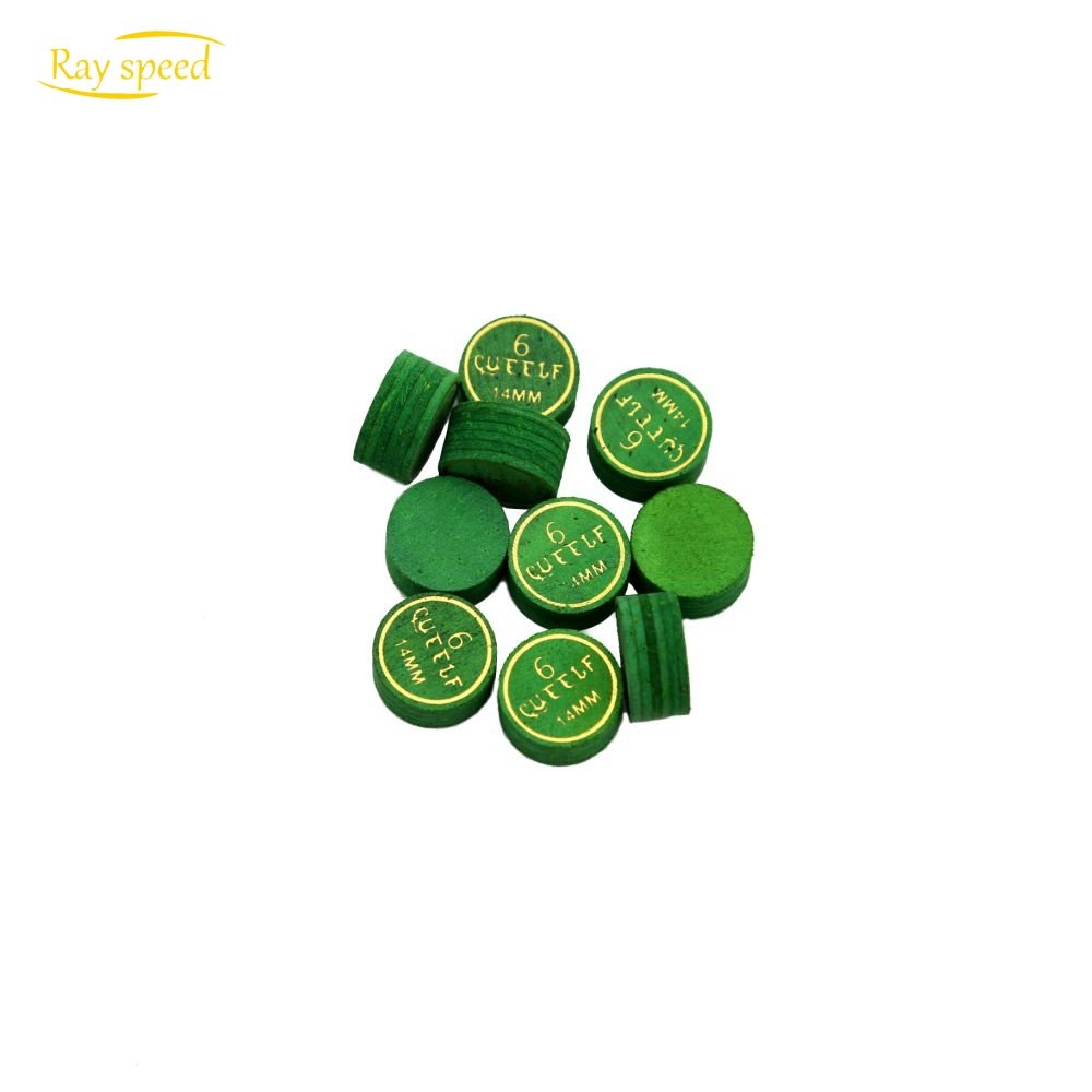 Rayspeed High Quality 6 Layers Tip Hot Sale 14mm Green Leather Pool Billiard Snooker Cue Accessories Tips