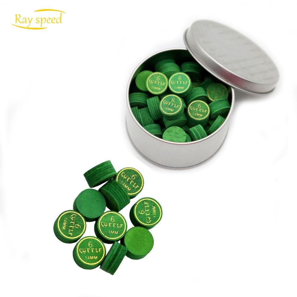 Rayspeed High Quality 6 Layers Tip Hot Sale 14mm Green Leather Pool Billiard Snooker Cue Accessories Tips