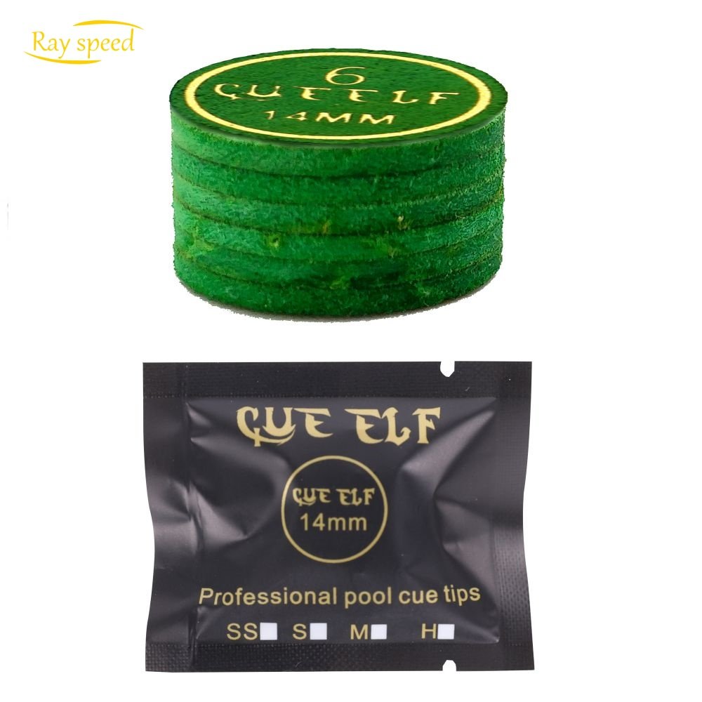 Rayspeed High Quality 6 Layers Tip Hot Sale 14mm Green Leather Pool Billiard Snooker Cue Accessories Tips
