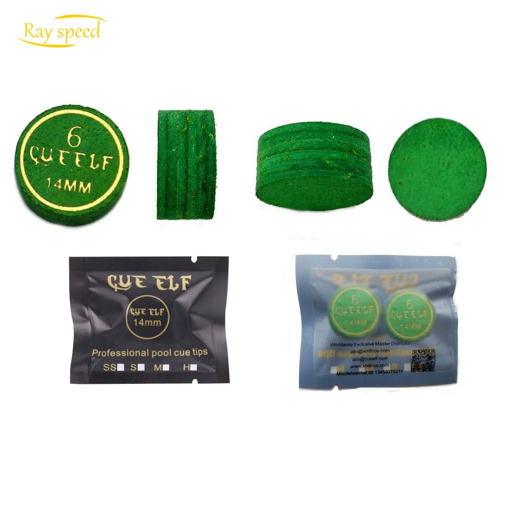 Rayspeed High Quality 6 Layers Tip Hot Sale 14mm Green Leather Pool Billiard Snooker Cue Accessories Tips