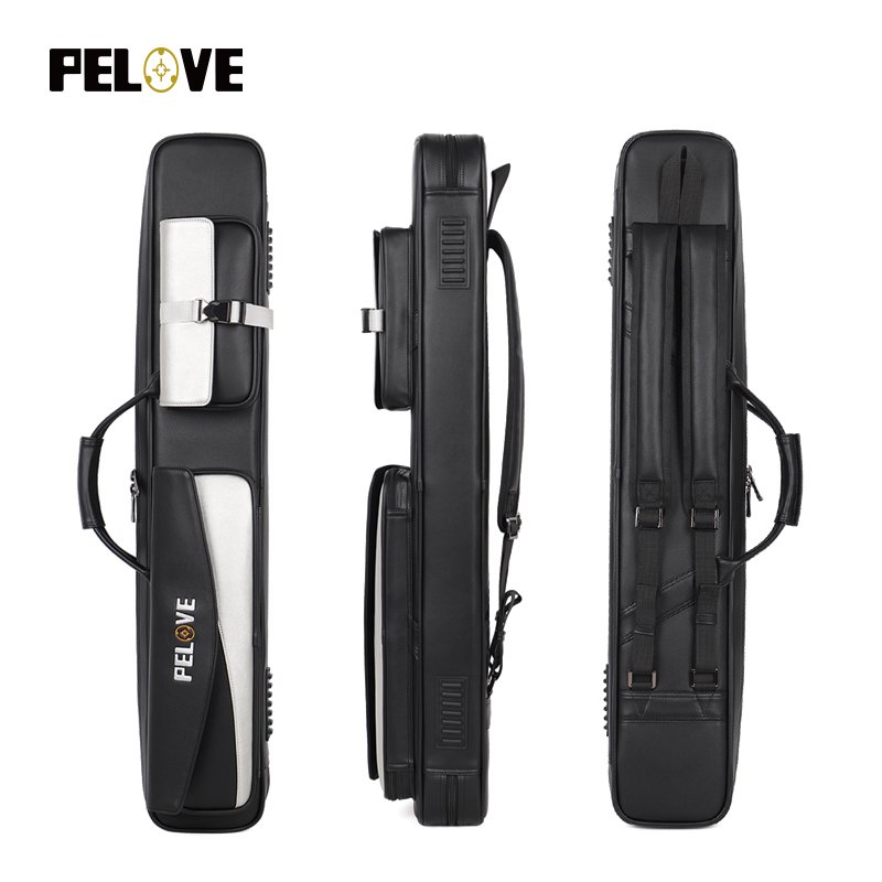 customize logo PU Leather 3x4 pool cue case stick case High Capacity Billiard Cue Case with double shoulder strap