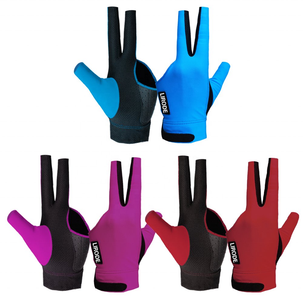 Personalized Breathable 3 Finger Snooker Gloves Pro Left Hand Lightweight Pool Cue Billiard Gloves For Professional Table Player