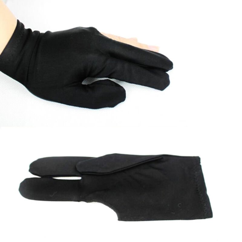 Black Durable Snooker Billiard Cue Glove Pool Left Hand 3 Finger Accessory