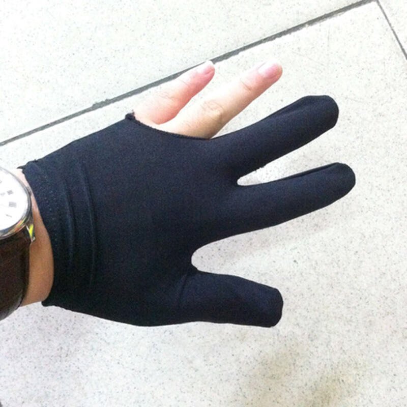 Black Durable Snooker Billiard Cue Glove Pool Left Hand 3 Finger Accessory