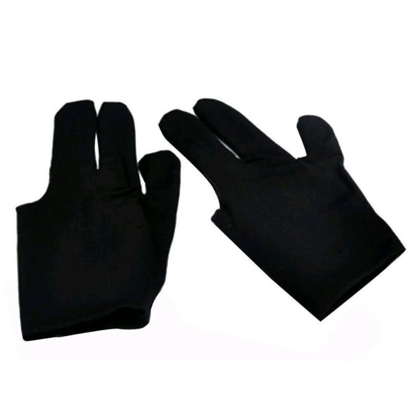 Black Durable Snooker Billiard Cue Glove Pool Left Hand 3 Finger Accessory