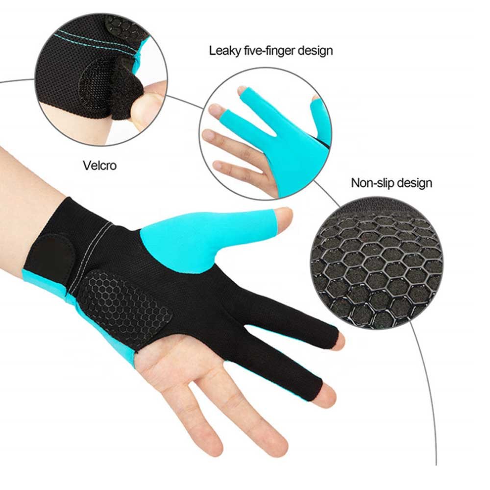 Custom 3 Men Women Fits Fingers Billiards Glove Snooker Cue Shooters Gloves Pool Accessory Billiard Cue