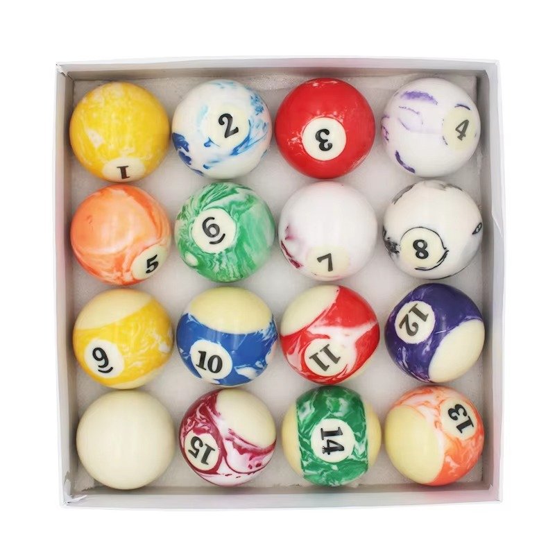 High Quality 2-1/4\" Marbled Snooker Pool Balls Set of 16PCS Resin Cue Ball Boxed Great Price!
