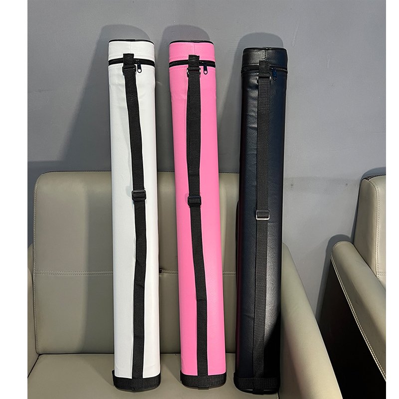 Billiards club bag hard tube four hole 1/2 snooker club box with two pockets for large capacity shoulder back PU leather fabric