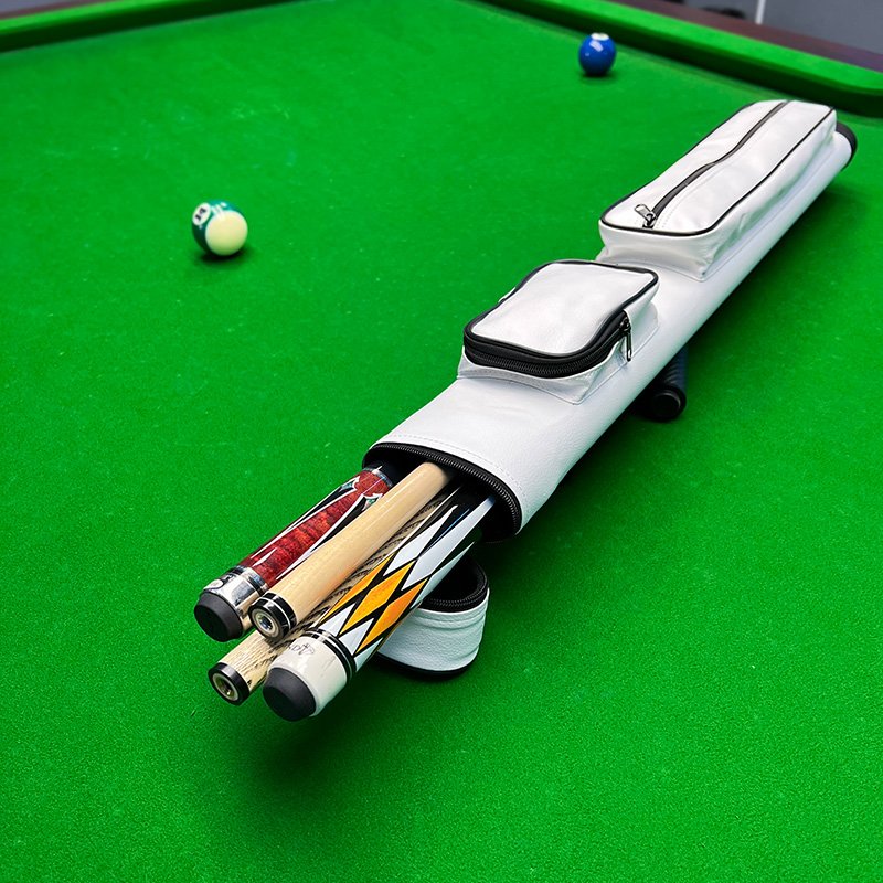 Billiards club bag hard tube four hole 1/2 snooker club box with two pockets for large capacity shoulder back PU leather fabric