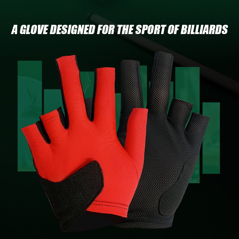 Wholesale Softball Breathable Three Finger Billiard Gloves Custom Logo Non-Slip Billiards Cue Gloves Billiard Snooker Gloves