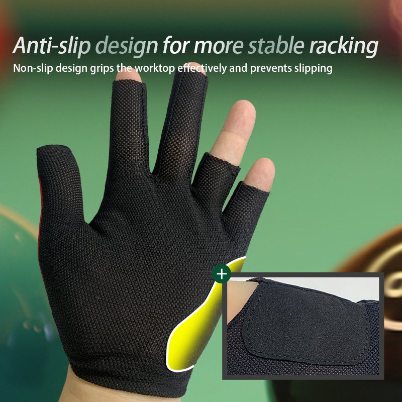 Wholesale Softball Breathable Three Finger Billiard Gloves Custom Logo Non-Slip Billiards Cue Gloves Billiard Snooker Gloves