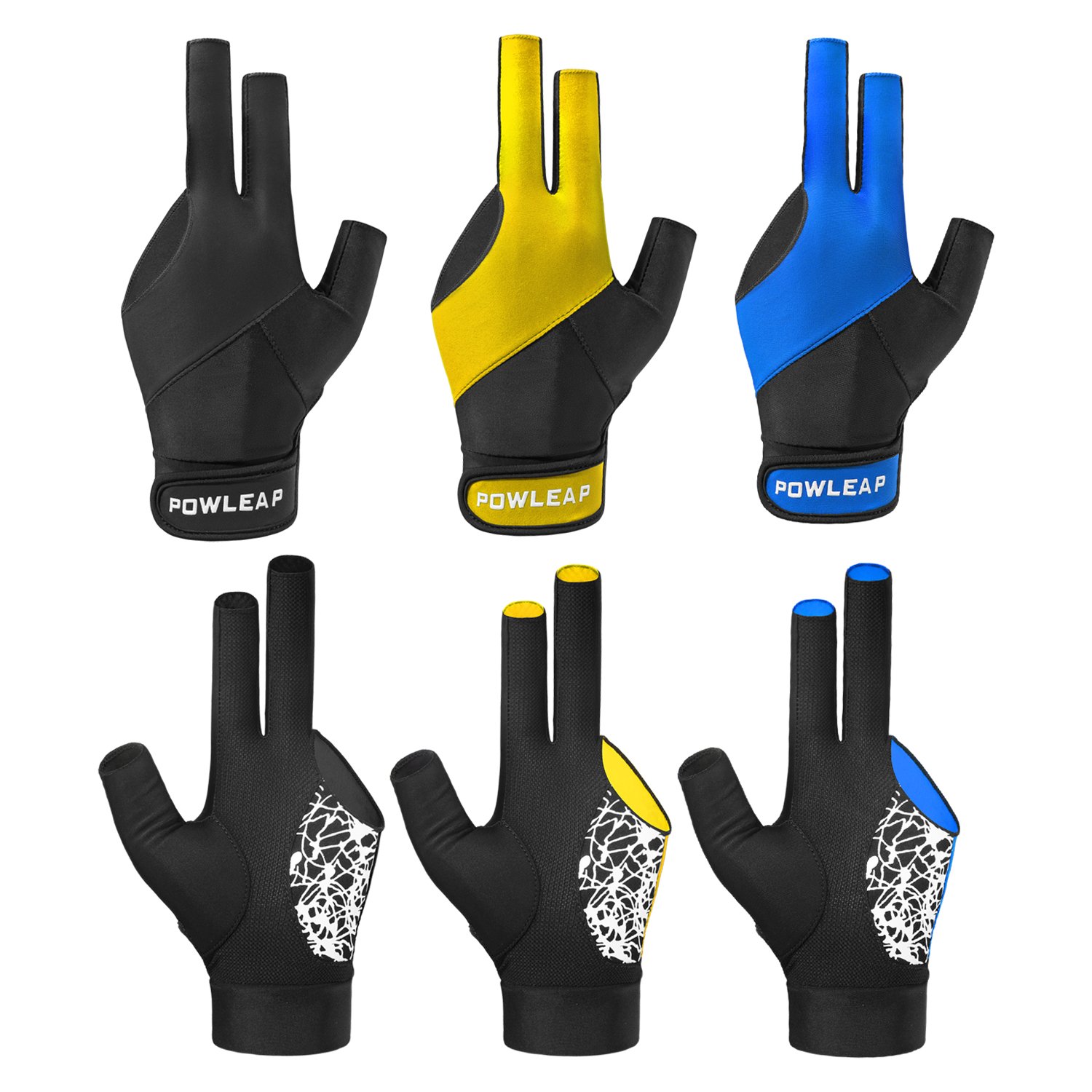 Black Billiard Snooker Cue Shooter Pool Gloves Left Hand Open Three Finger Spandex Billiards Accessories Gloves