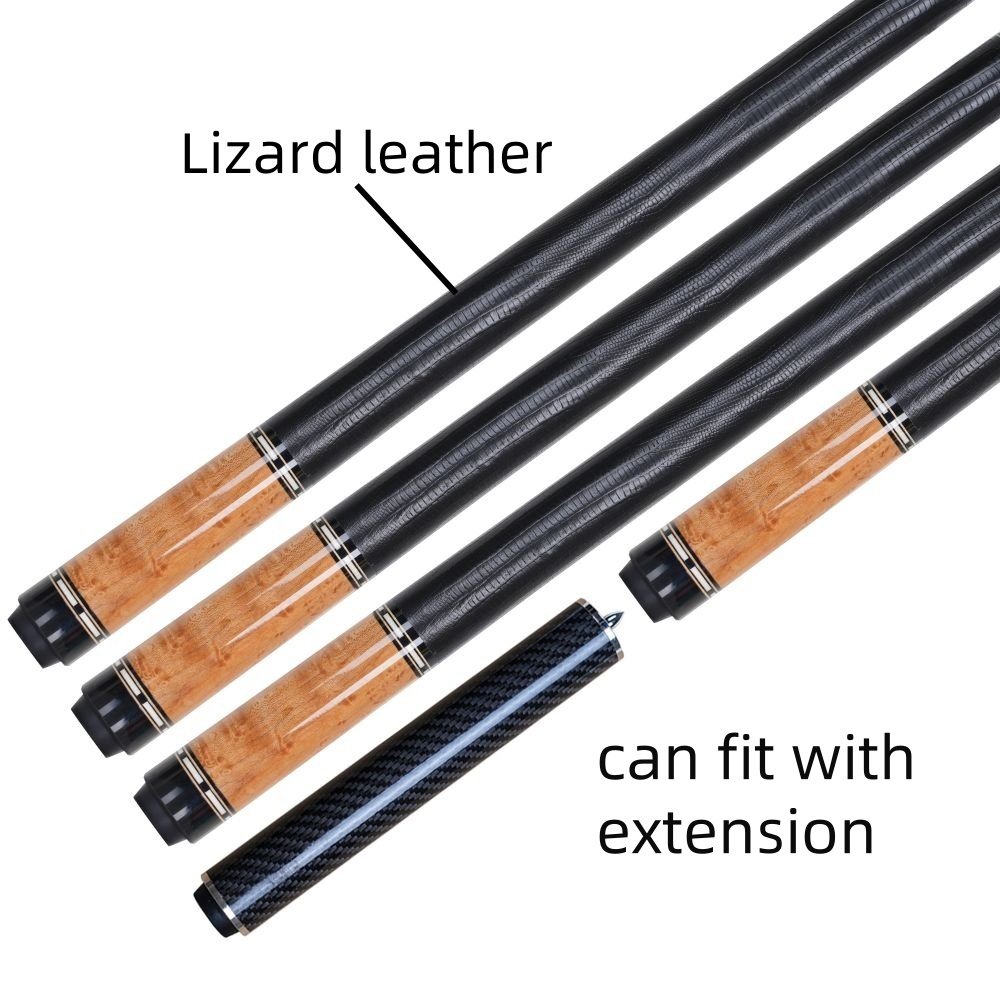 Xmlinco Hot Selling Billiard Cue Lizard Leather Original Wood 12.5mm Tip Size Hard Maple Shaft 58 Inches