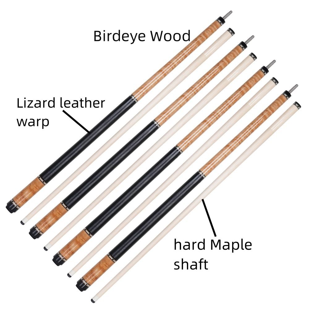 Xmlinco Hot Selling Billiard Cue Lizard Leather Original Wood 12.5mm Tip Size Hard Maple Shaft 58 Inches