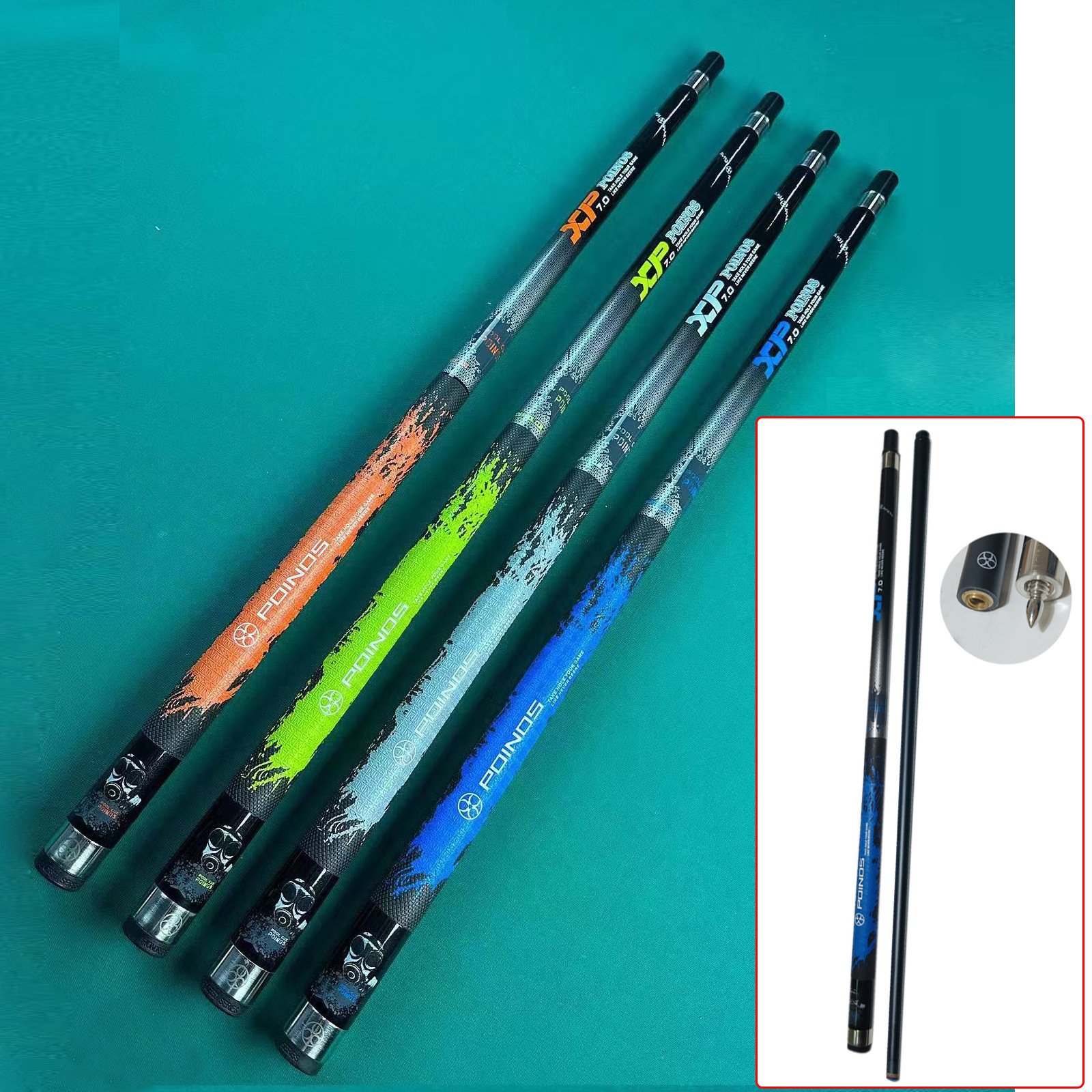 TQG-137 Venom Large-Headed Pool Cue Mid-Head Black Technology American Table Cue for Eight-Nine Ball Club Steel Joint