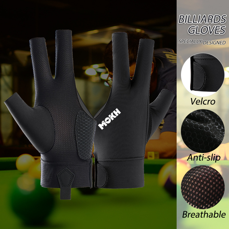 Manufacturers Wholesale Anti-wear 3 Finger Billiards Gloves Pool Cue Gloves Snooker Cue Gloves Left-handed and right-handed