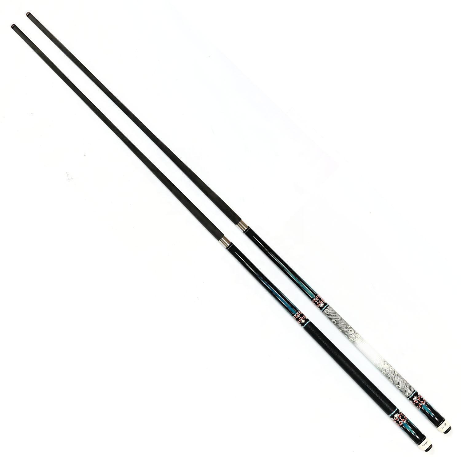 xikuno Real Carbon Fiber 1/2 Billiard Carbon Graphite Billiard Cue 12.5mm Tip with Leather Grip and Extension