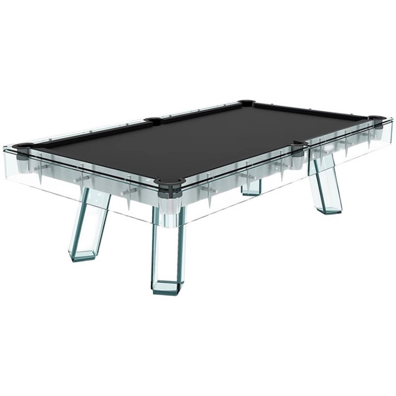 2024 Billiards Factory Low Price Indoor Premium Rock Slab Top 9ft Italian Light Luxury Round Crystal Glass Pool Table for Sale