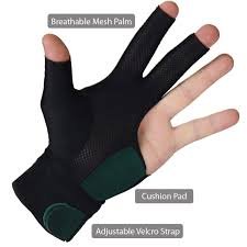 high quality spandex Nylon 3 Fingers Billiards glove Pool Table Lycra Snooker Gloves