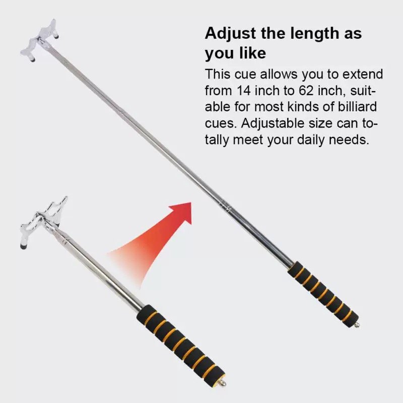 Billiard Telescopic Stainless Steel Bridge Cue with Variety Cue Bridge Head for Pool and Snooker Billiard Accessories Cue Holder