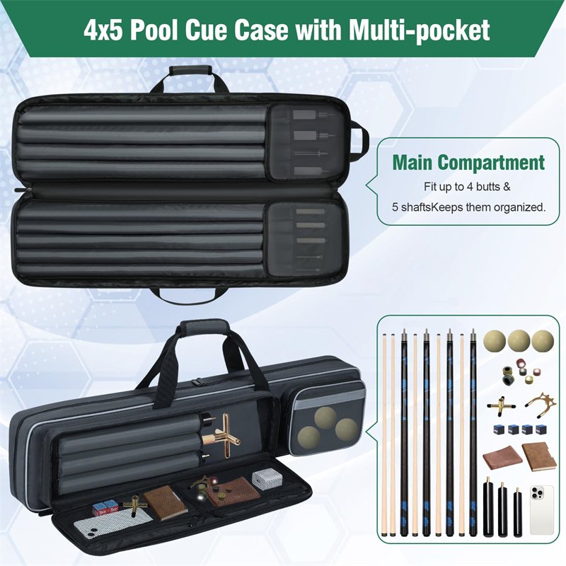 Pool Cue Case Pool Cue Carrying Case Soft Padded Billiard Stick Bag Pool Stick Case With Shoulder Straps And Handle