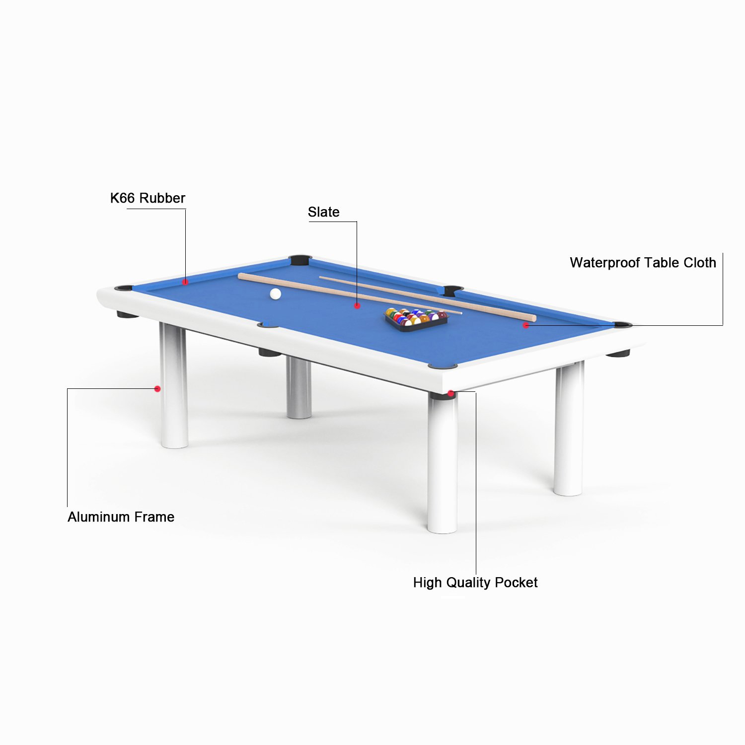 2024 Design Waterproof 8ft Aluminum Frame Outdoor Snooker & Billiard Pool Table - Professional Grade with 3 Pcs Slate