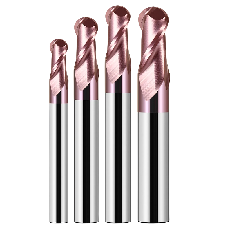 PLUSTOOL 2 Flute Carbide Round Ball Nose Cutting Tools Router Bit End Mill Milling Cutter For Steel
