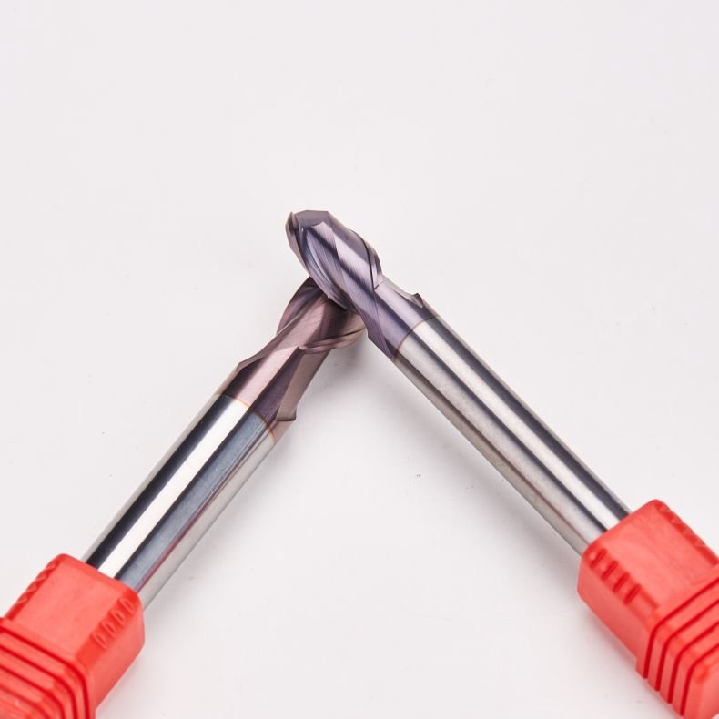 PLUSTOOL 2 Flute Carbide Round Ball Nose Cutting Tools Router Bit End Mill Milling Cutter For Steel