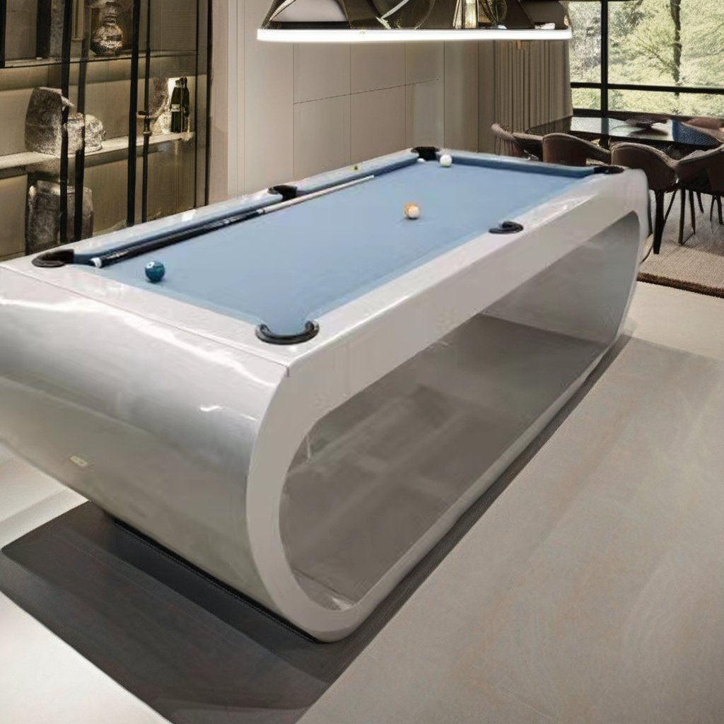 Custom Full Size Pool Table for Snooker Billiard & More Fashion Curved Shape with Rubber Cushion Rail MOQ 1 PC