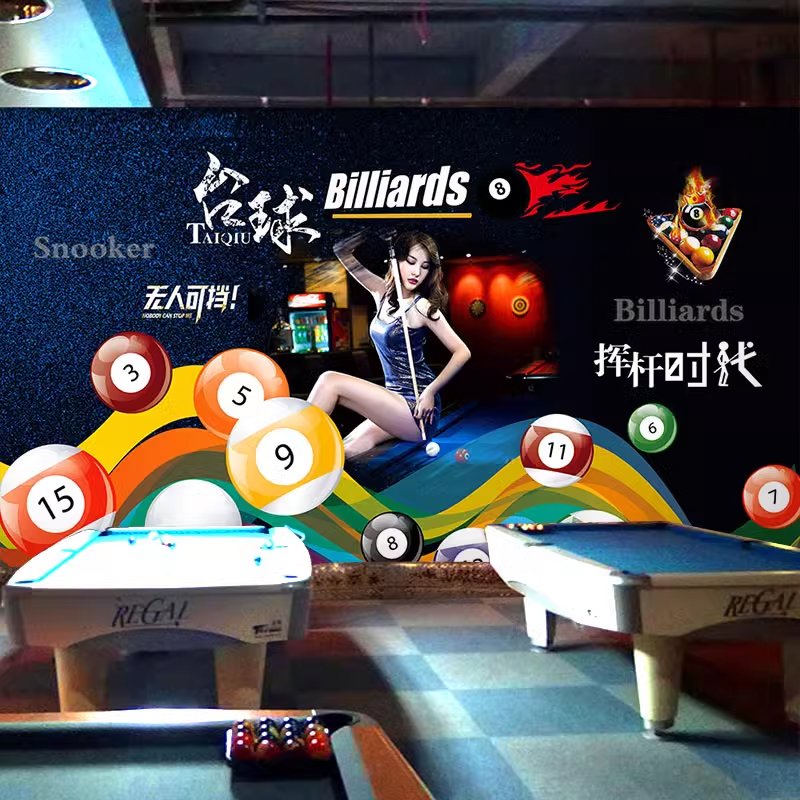 3D creative billiard room decoration background wallpaper billiard hall decoration mural snooker entertainment hall