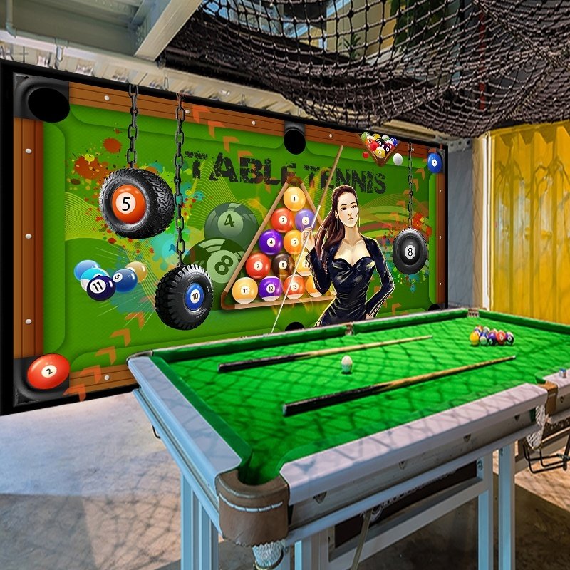 3D creative billiard room decoration background wallpaper billiard hall decoration mural snooker entertainment hall