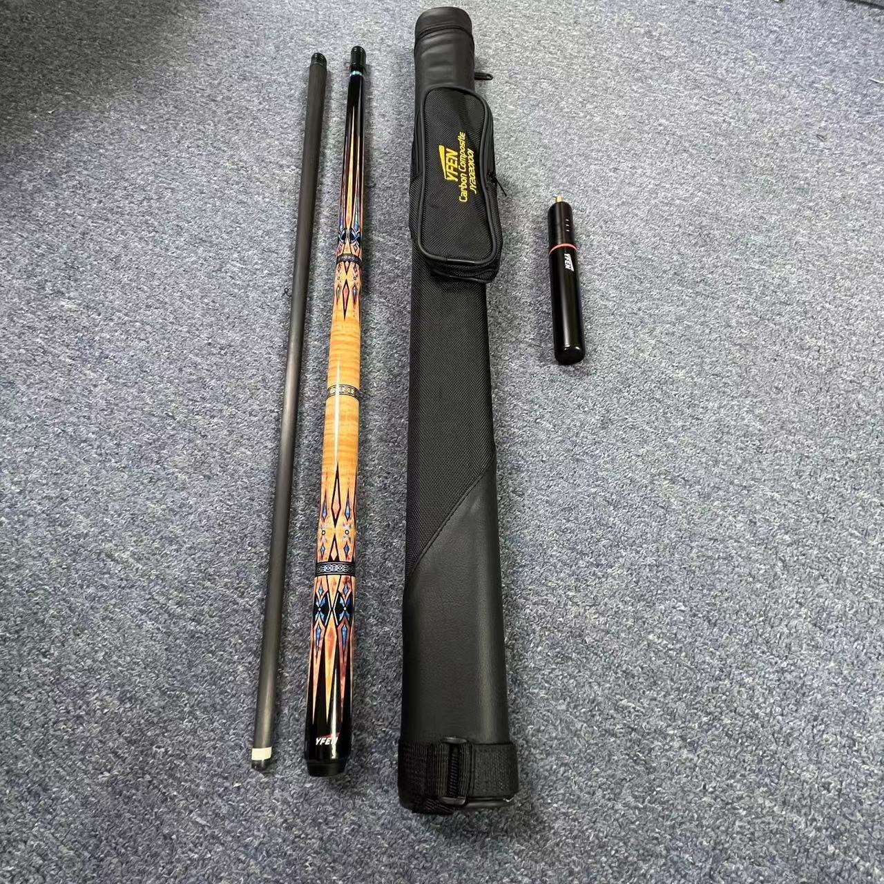 High End YFEN 58" Carbon Fiber 12.5mm/11.5mm with Cue Box and Extensions for Sale