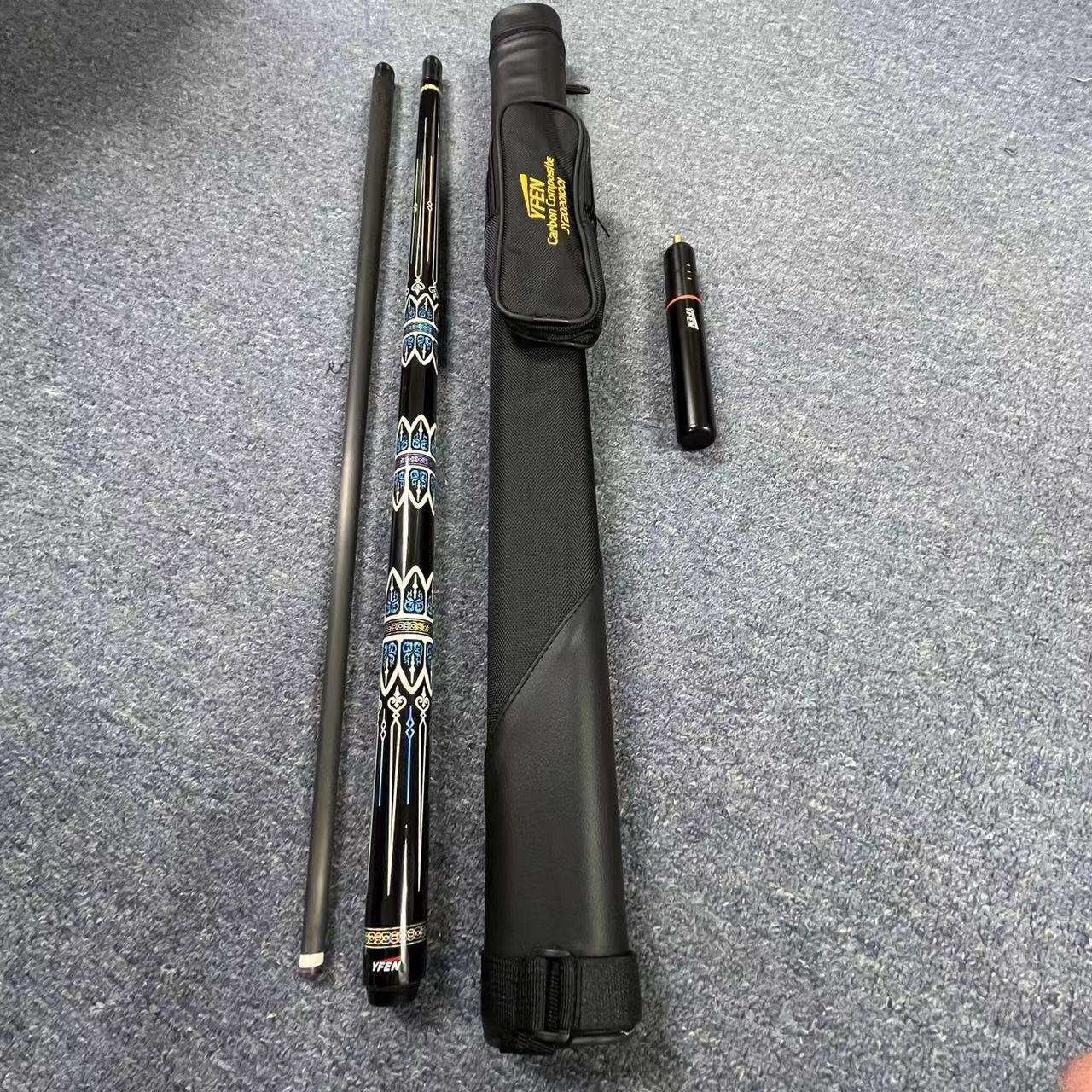 High End YFEN 58" Carbon Fiber 12.5mm/11.5mm with Cue Box and Extensions for Sale