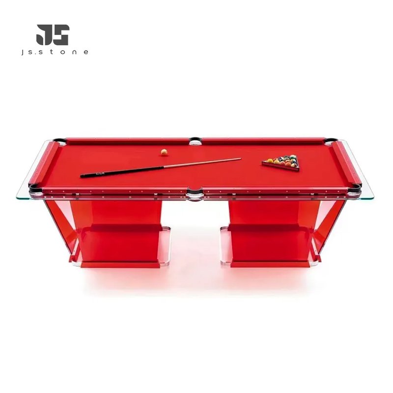 new designs high-end modern style luxury snooker billiard tables American Indoor Game red Crystal glass pool table