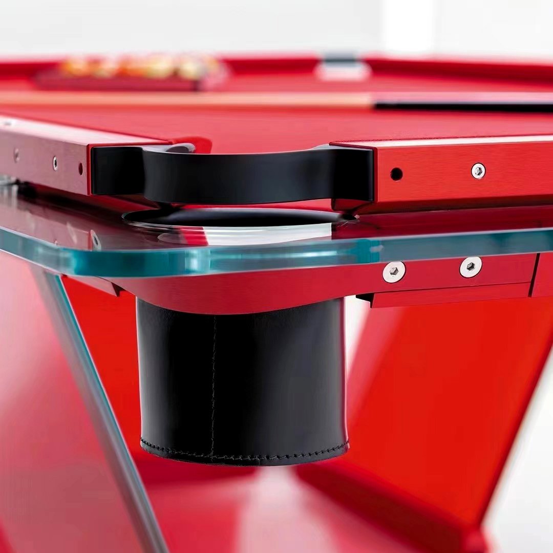 new designs high-end modern style luxury snooker billiard tables American Indoor Game red Crystal glass pool table