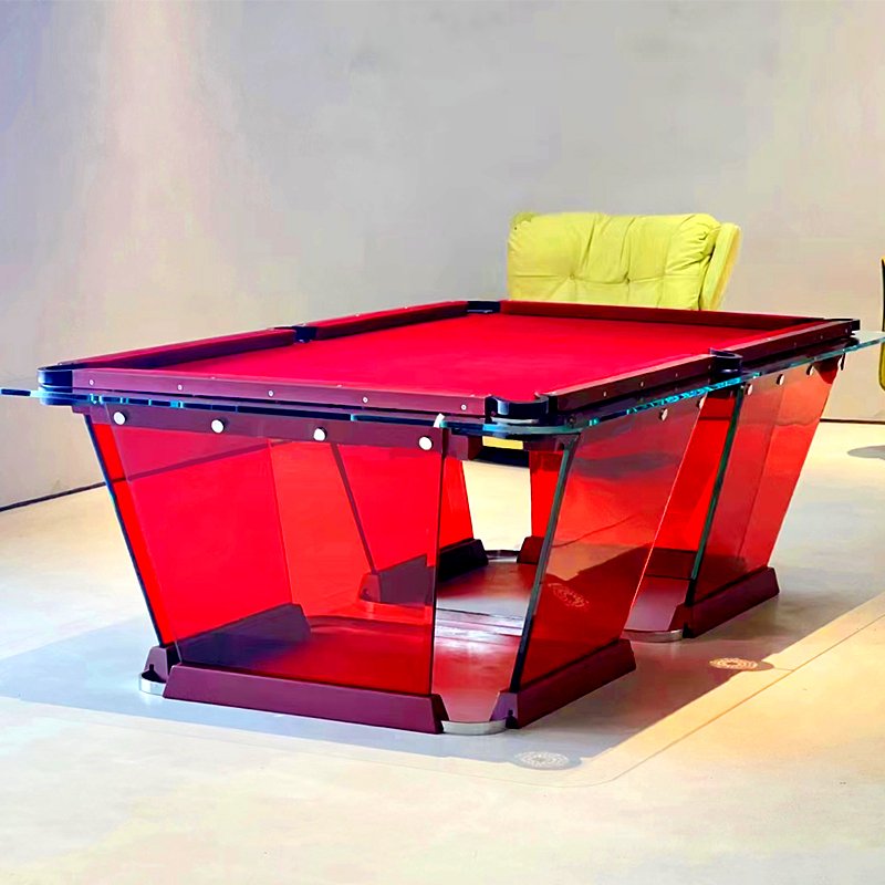 new designs high-end modern style luxury snooker billiard tables American Indoor Game red Crystal glass pool table