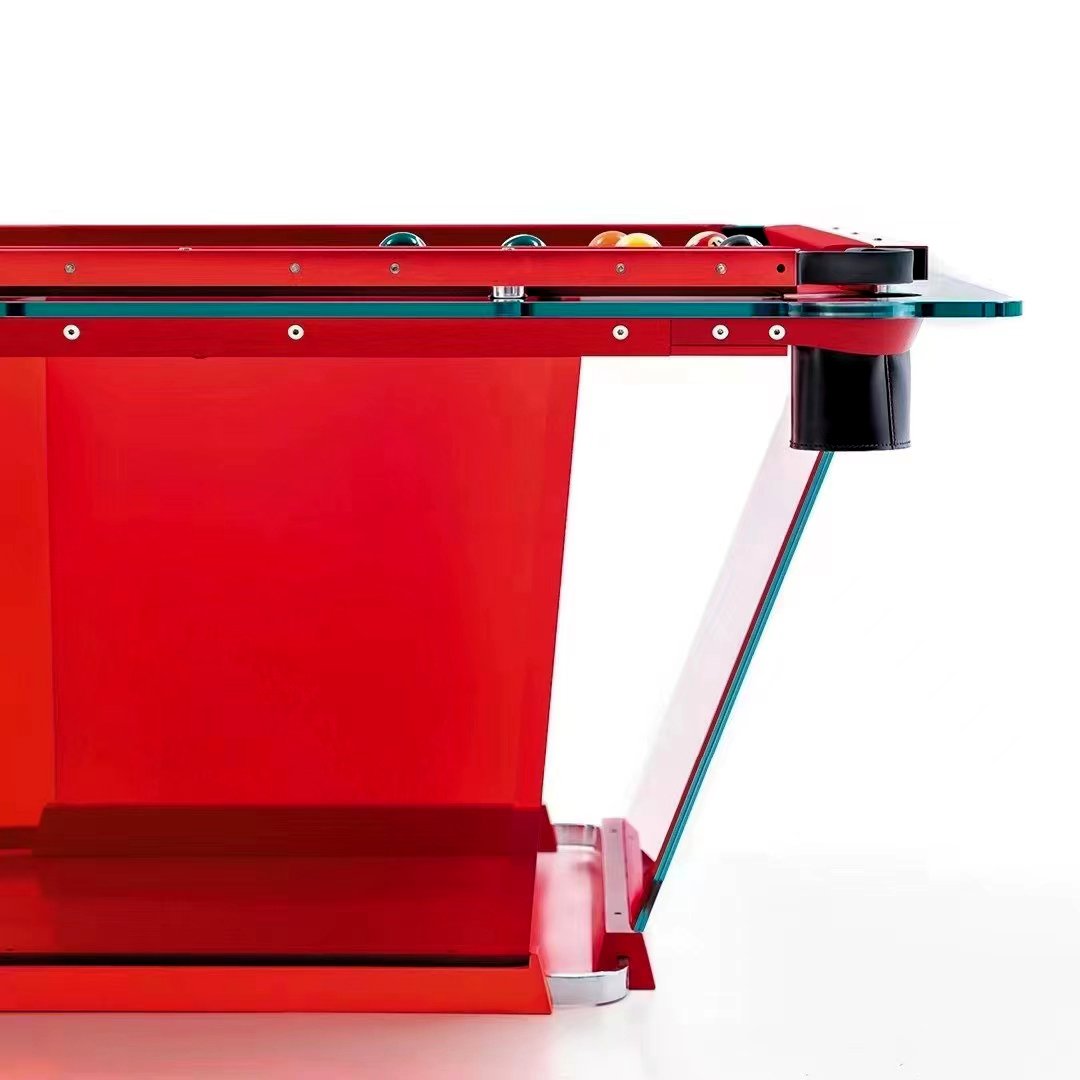 new designs high-end modern style luxury snooker billiard tables American Indoor Game red Crystal glass pool table