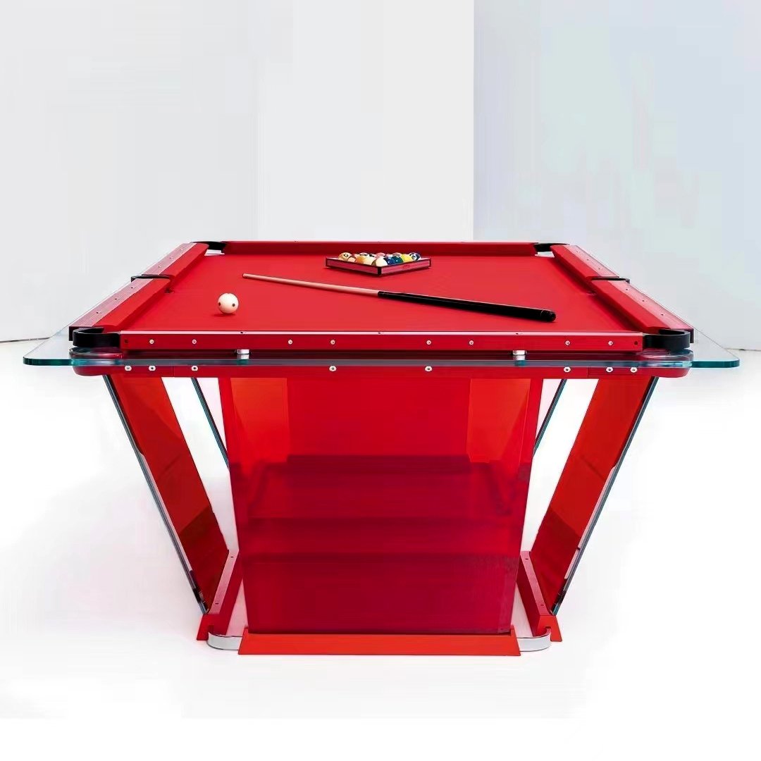 new designs high-end modern style luxury snooker billiard tables American Indoor Game red Crystal glass pool table