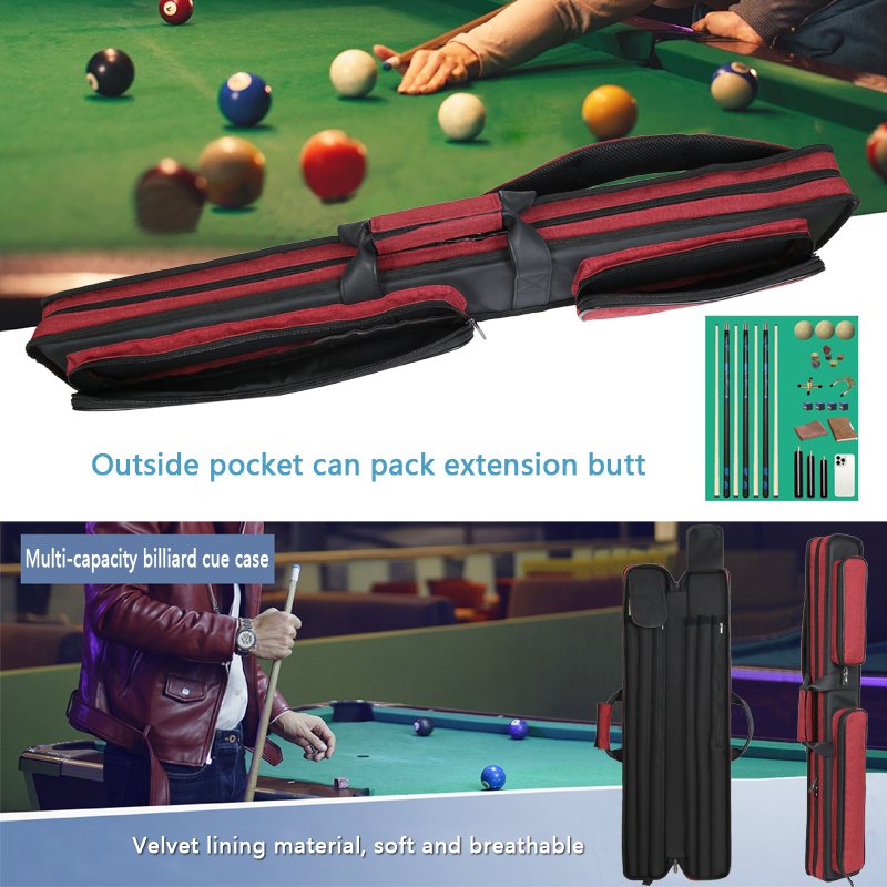 OEM Factory Soft Billiard Pool Cue Stick Carrying Case with two Zipper Pockets Pool Cue Carrying Bag Pool Cue Accessories