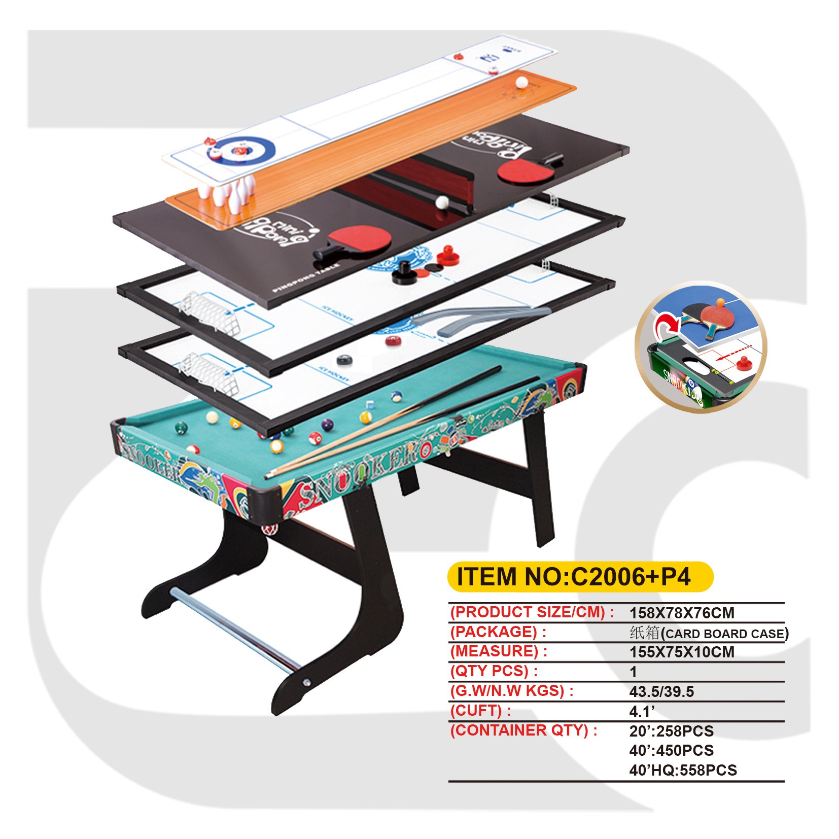 Wholesale Folding Multifunction Tennis Bowling Air hockey Table Billiard Pool Tables 6 In 1 Game Tables