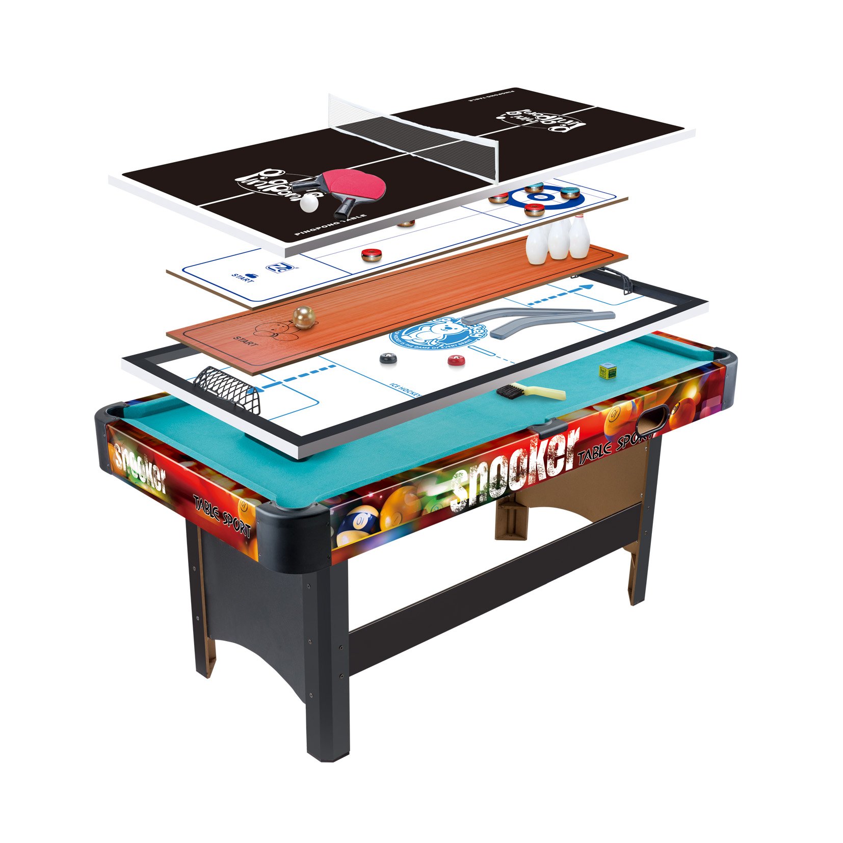 Wholesale Folding Multifunction Tennis Bowling Air hockey Table Billiard Pool Tables 6 In 1 Game Tables