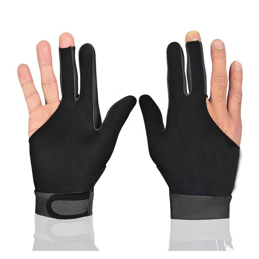 Wholesale Custom Billiards Gloves Non Slip Pad 3 Fingers Pool Cue Shooting Snooker Shooters Gloves For Left or Right Hand