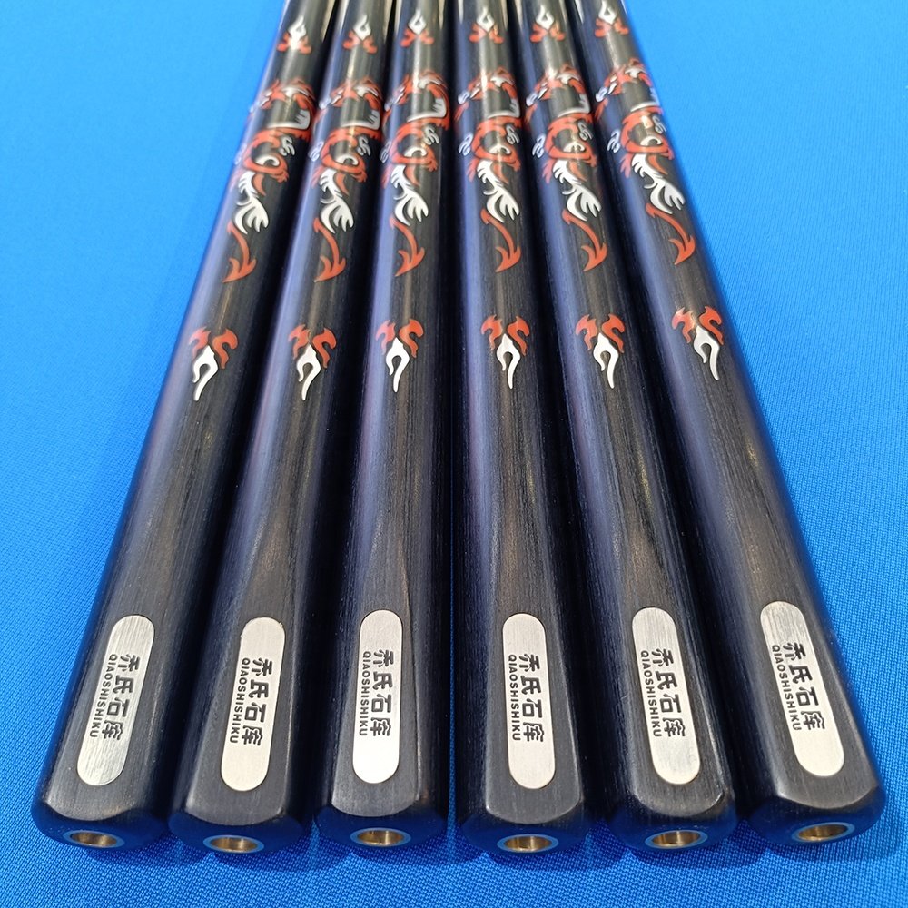 Bojue manufacturer High Quality Ash Wood Loong Design Standard Size Single Piece Style Pool Billiard Cue