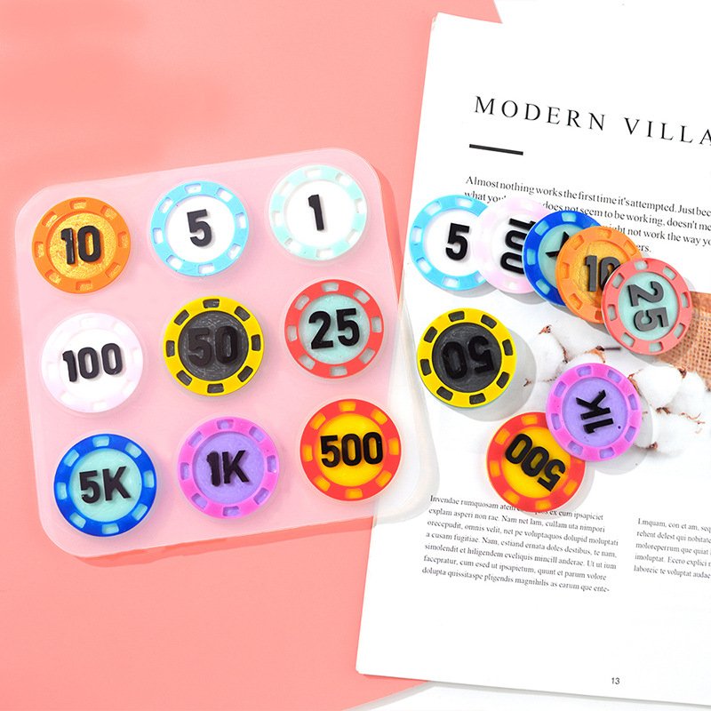 Custom DIY Token Mahjong Commemorative Decor Coins Bargaining Chip Silicone Molds Craft Mold Epoxy Resin Poker Chips