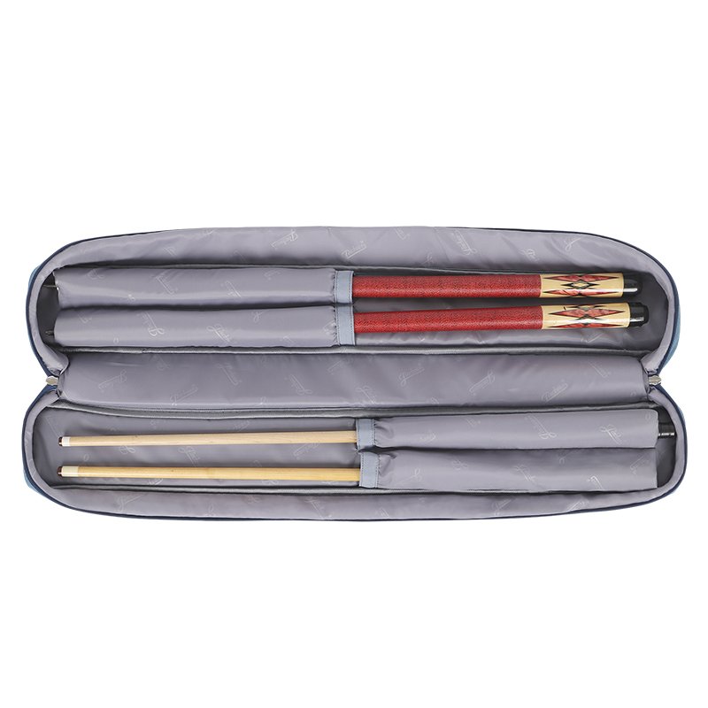 Custom logo waterproof 2 butts 2 shafts 1/2 Billiard cue case 4 holes snooker cue bag pool stick carrying case crossbody strap