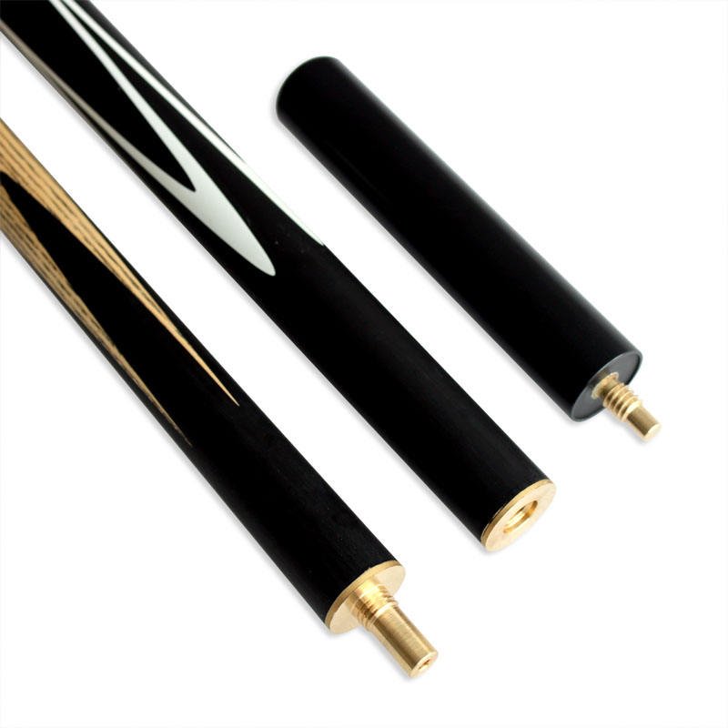 Handmade 3/4-pc 57inch 9mm / 10mm Tip Ash wood shaft ebony butt with decal Billiard Snooker cue with mini extension